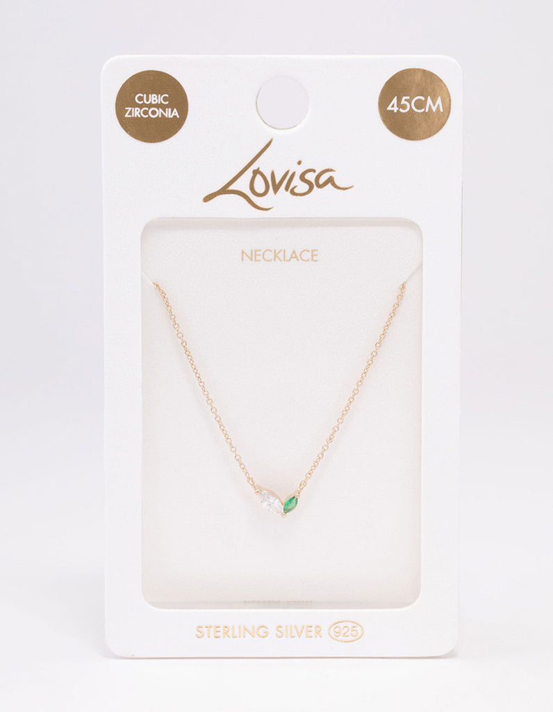 Gold Plated Sterling Silver Double Marquise Pendant Necklace Lovisa