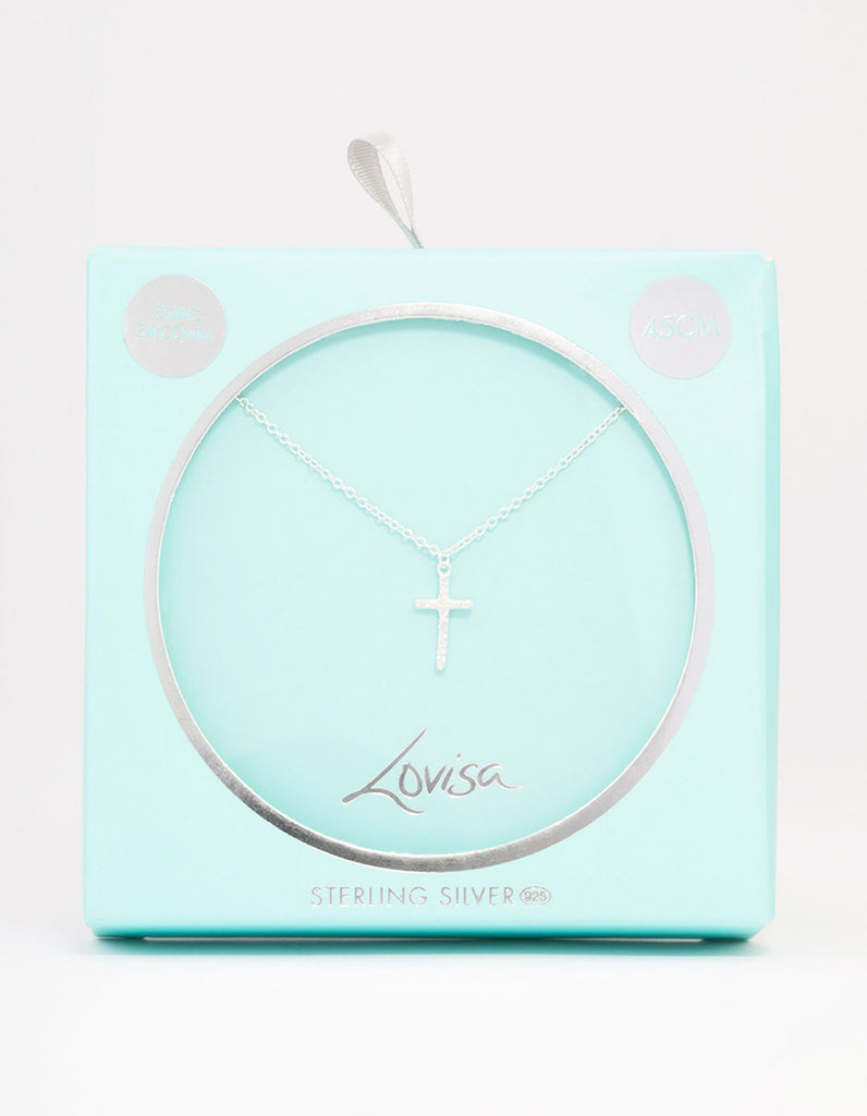Lovisa Sterling Silver Cubic Zirconia Cross Necklace Gold Plated