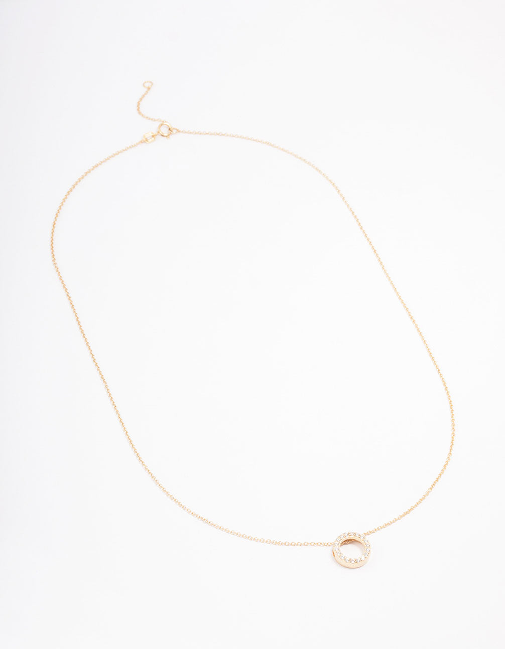 Gold Plated Pave Sterling Silver Circle Pendant Necklace