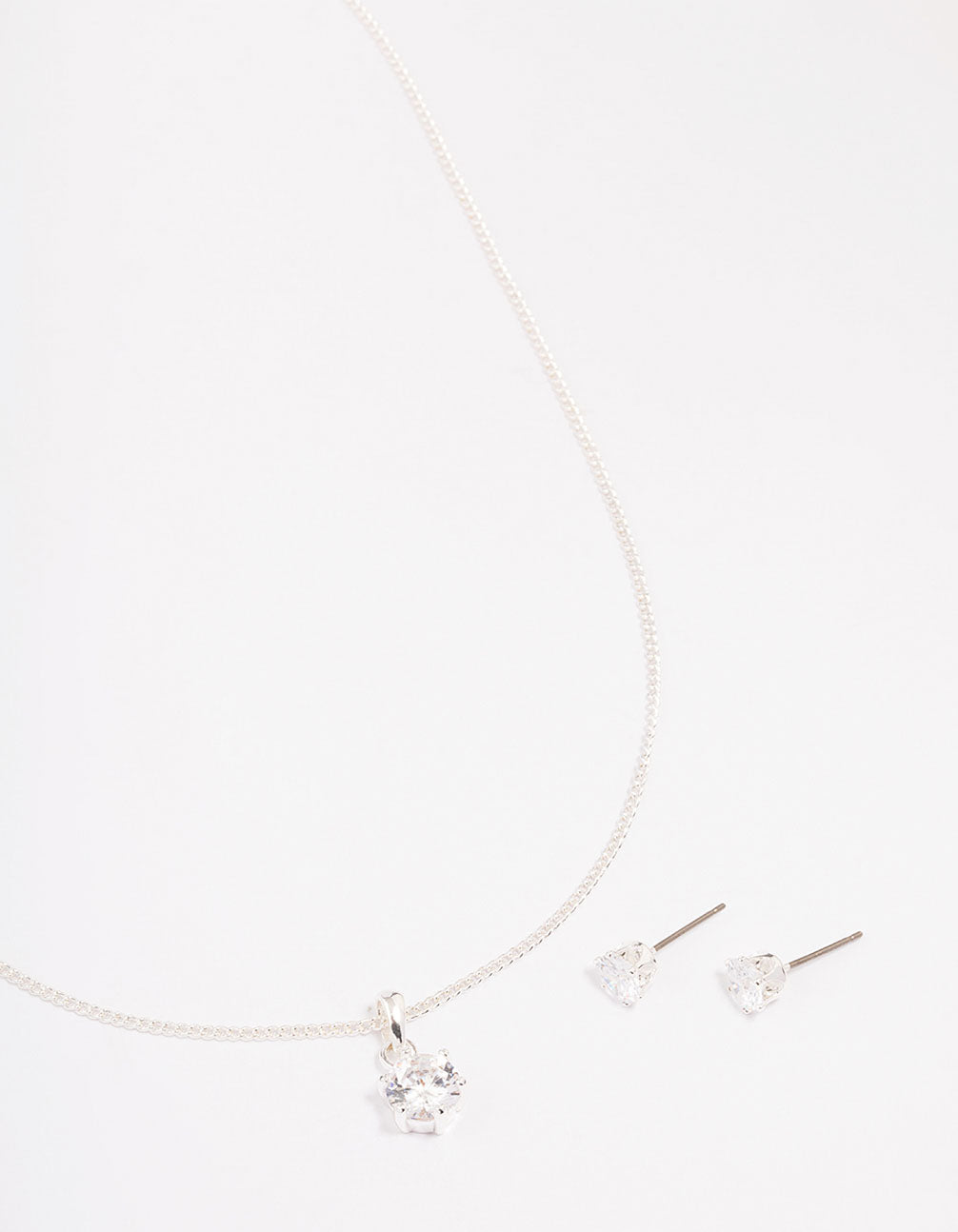 Silver Plated Cubic Zirconia Solitaire Jewellery Set