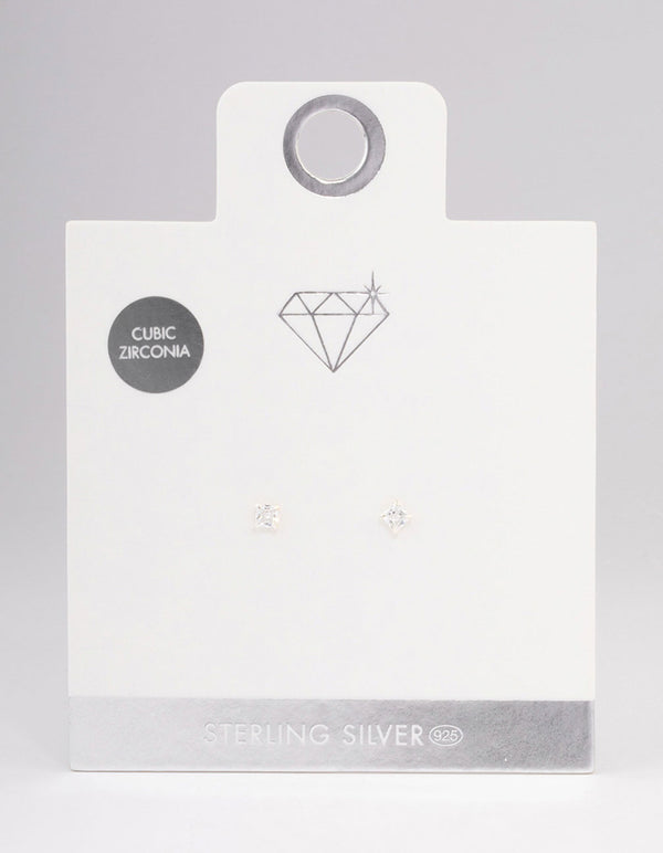 Sterling Silver Baby Pear Cubic Zirconia Stud Earrings