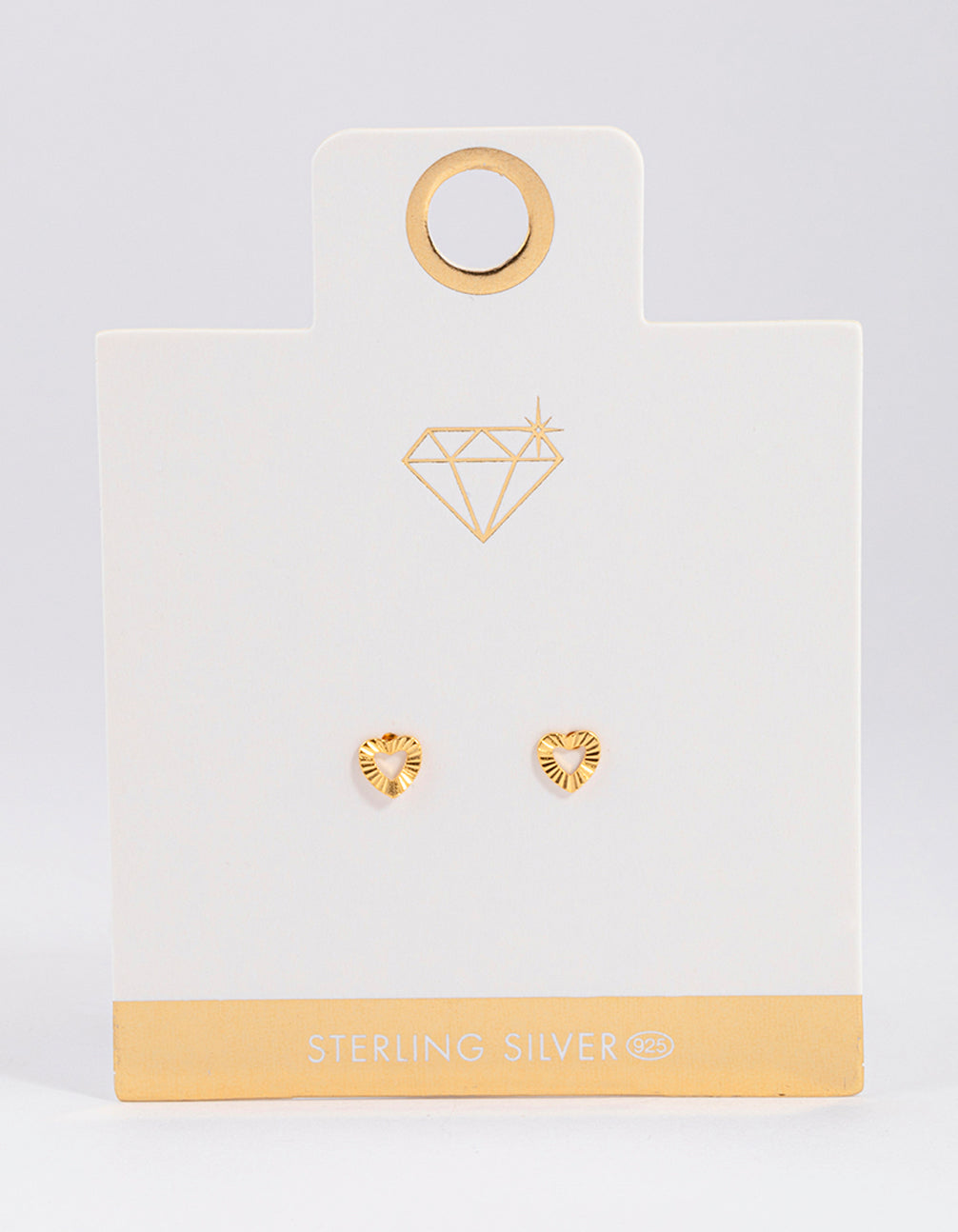 Gold Plated Sterling Silver Sunray Heart Stud Earrings