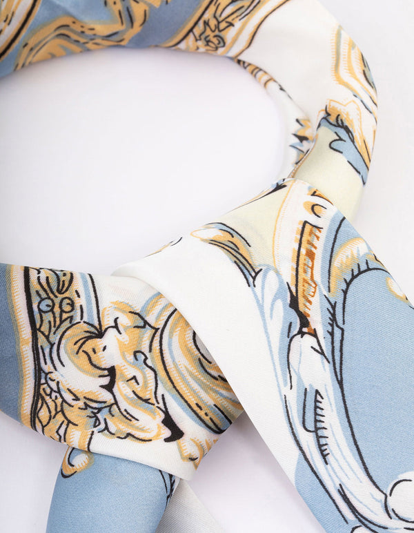 Blue Fabric Regal Printed Scarf