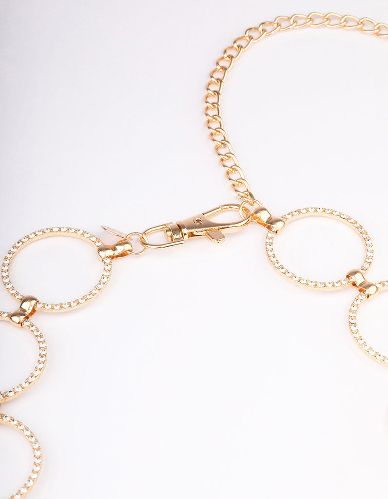 Gold Large Diamante Circle Belt Lovisa
