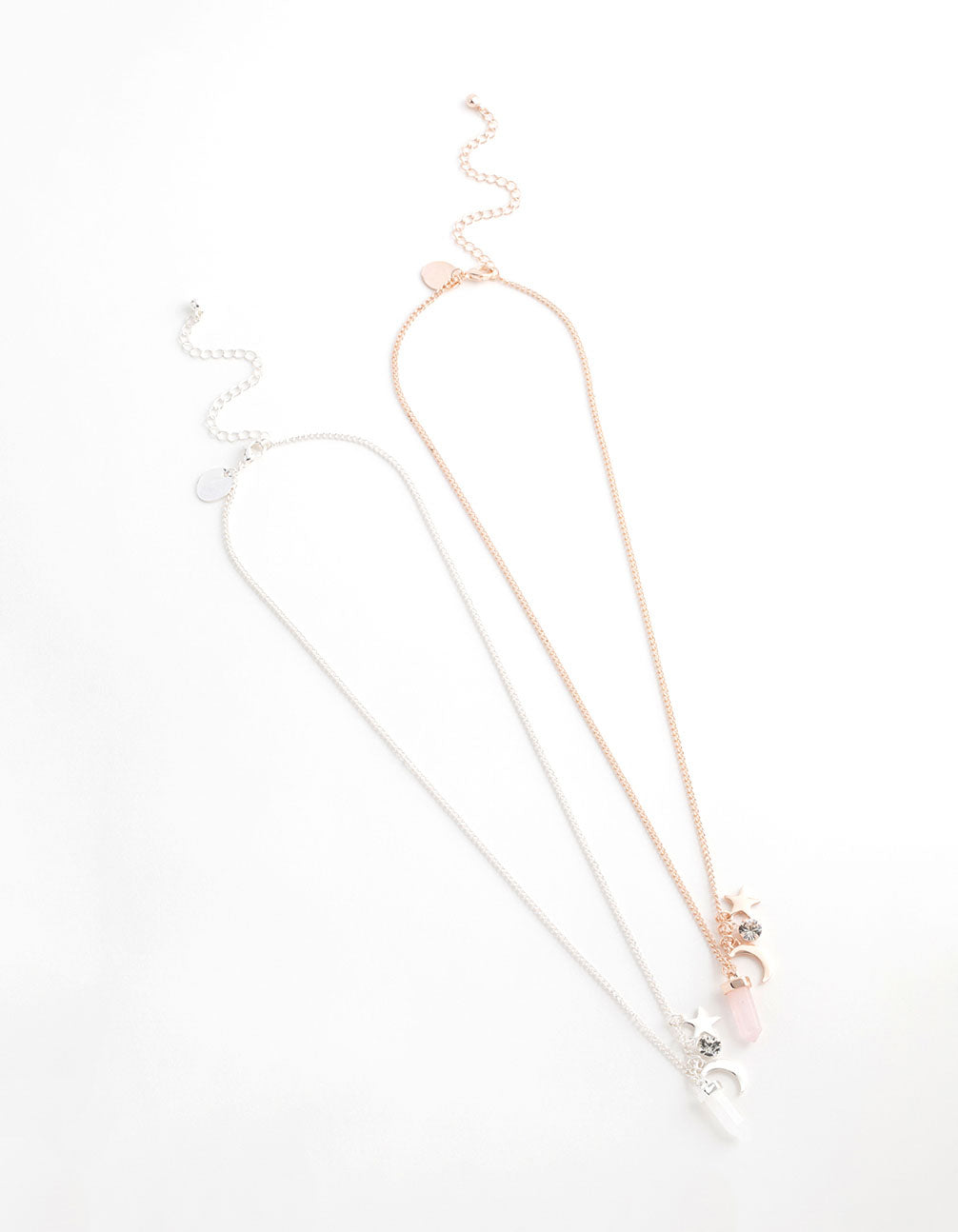 Mixed Metal Semi-Precious Charm Shard Necklace Pack
