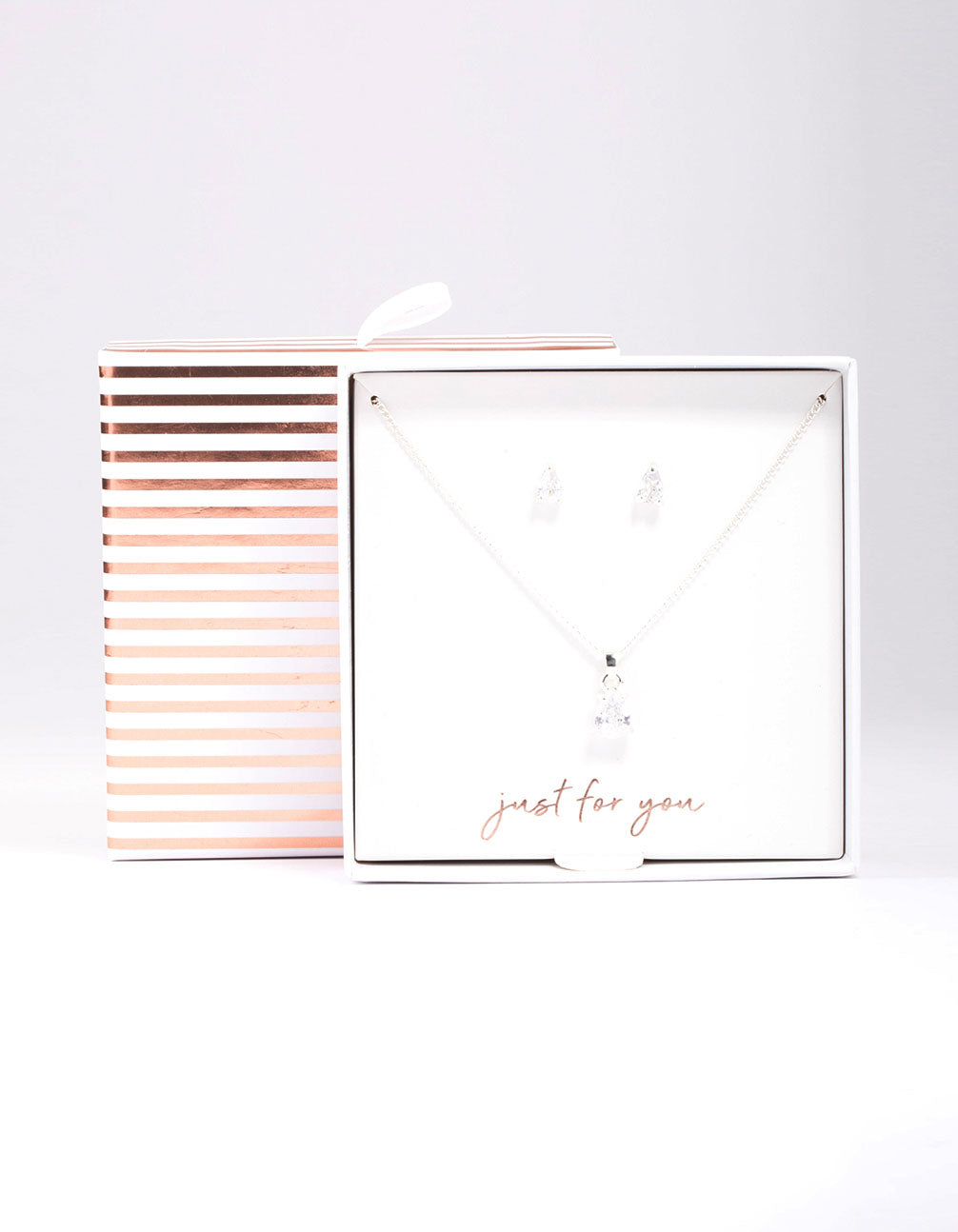Silver Pear Solitaire Jewellery Set