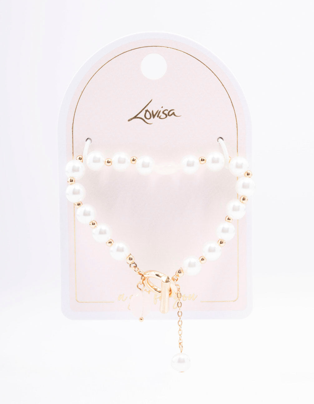 Gold Pearl Beaded T&O Bracelet