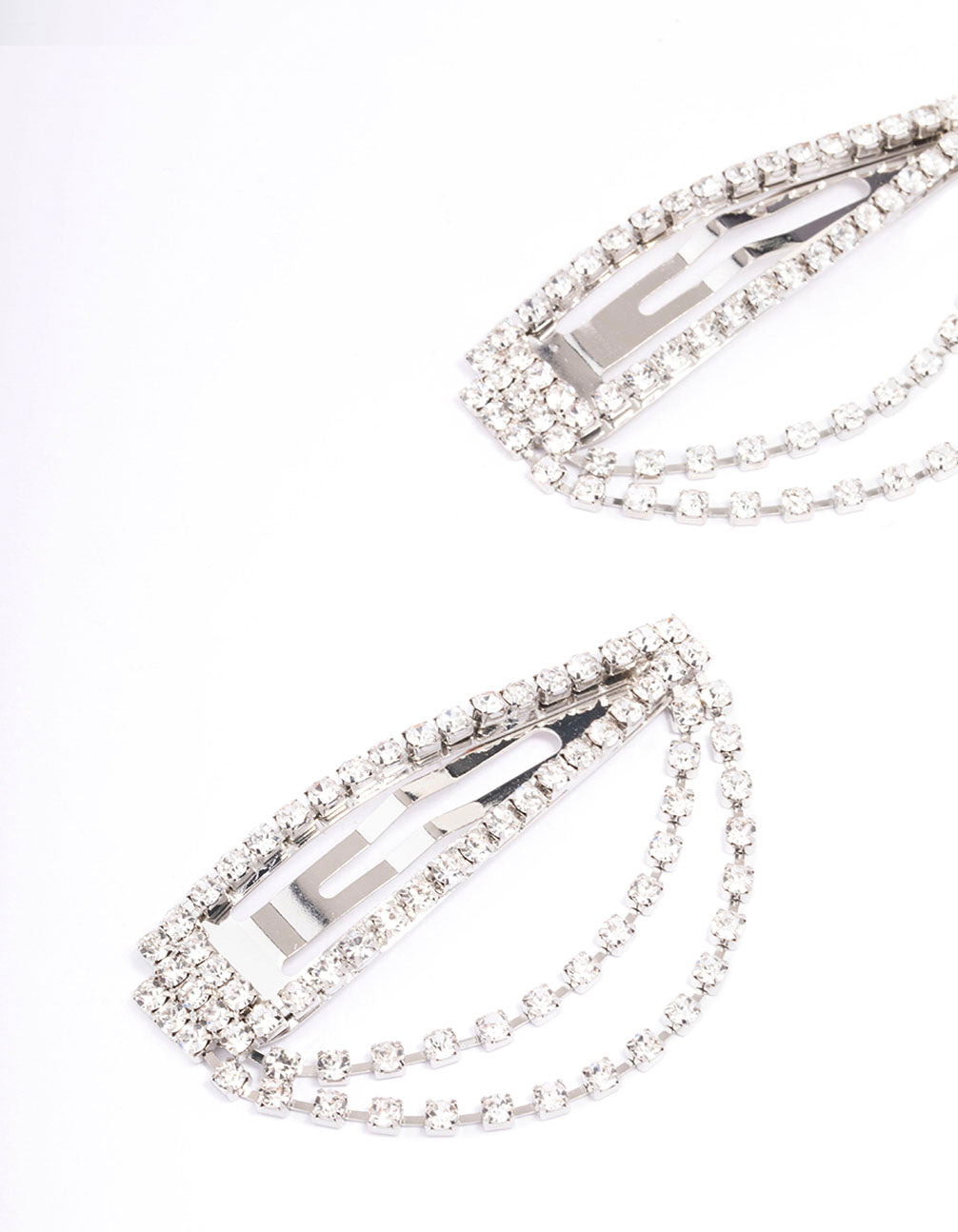 Rhodium Drape Cup Chain Hair Clip Pack