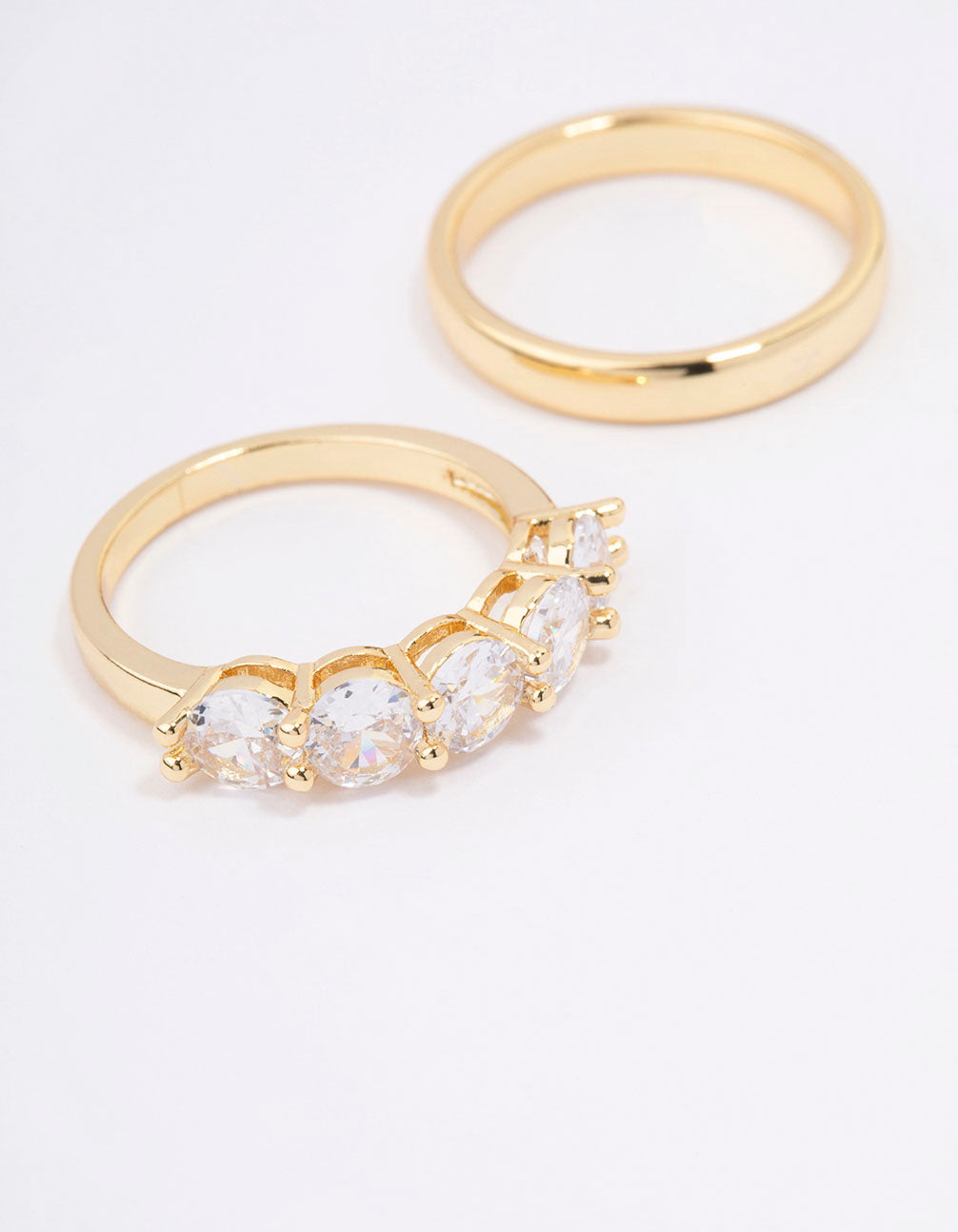 Gold Plated Round Cubic Zirconia Double Band Ring