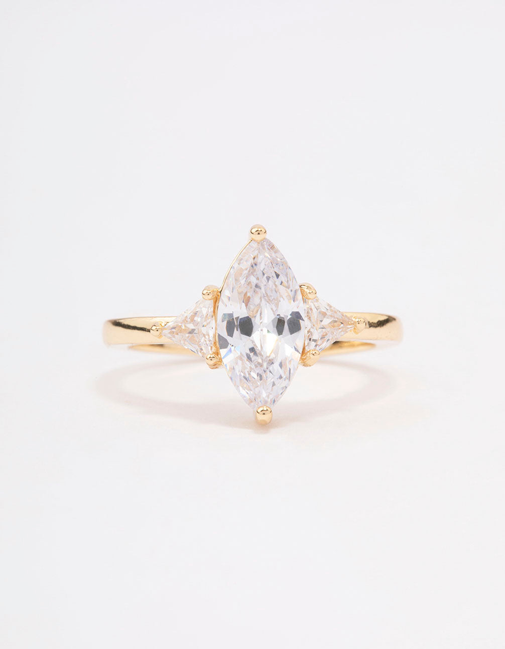 Gold Plated Precious Marquise Engagement Ring
