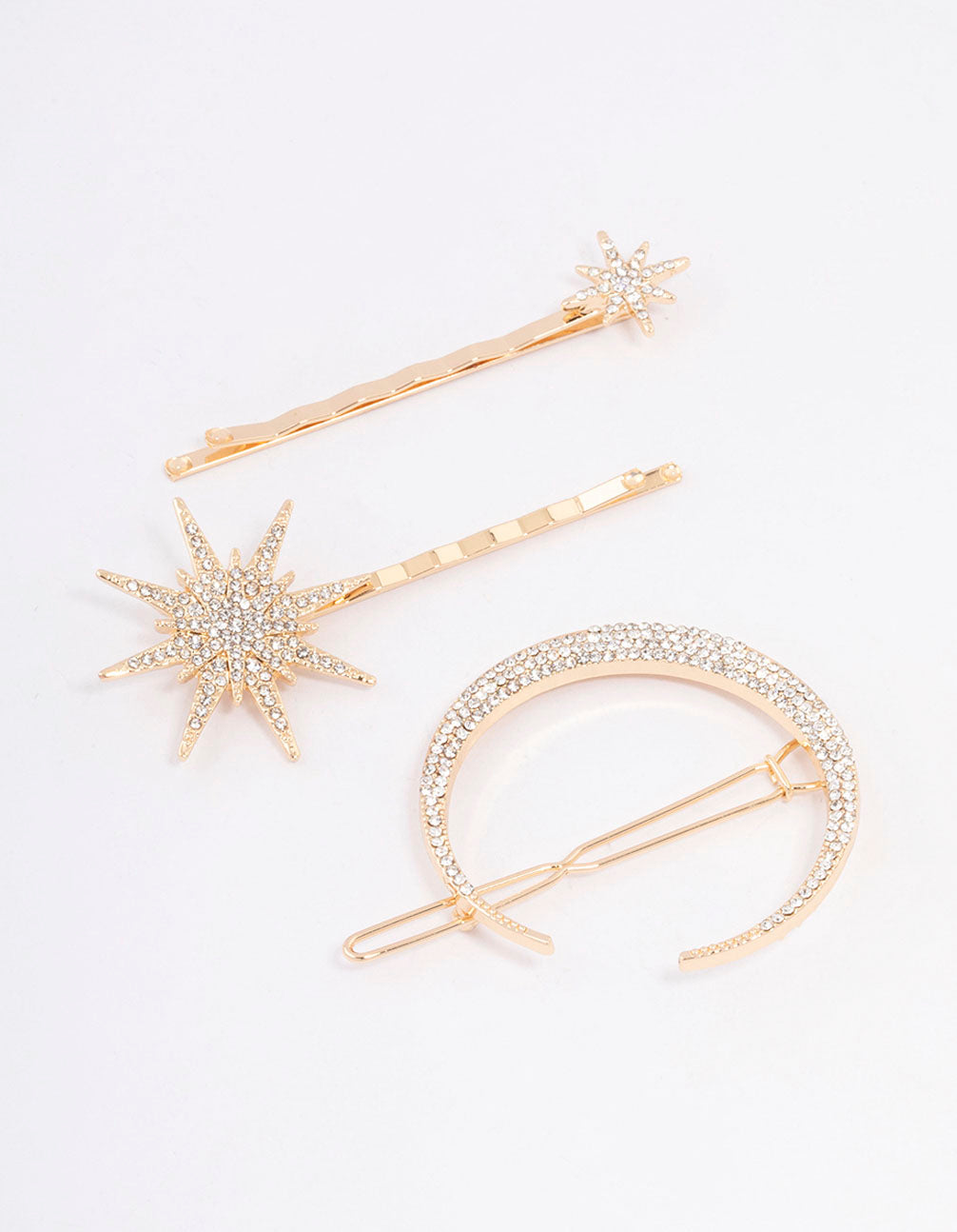 Gold Crecesnt & Star Hair Clips 3-Pack