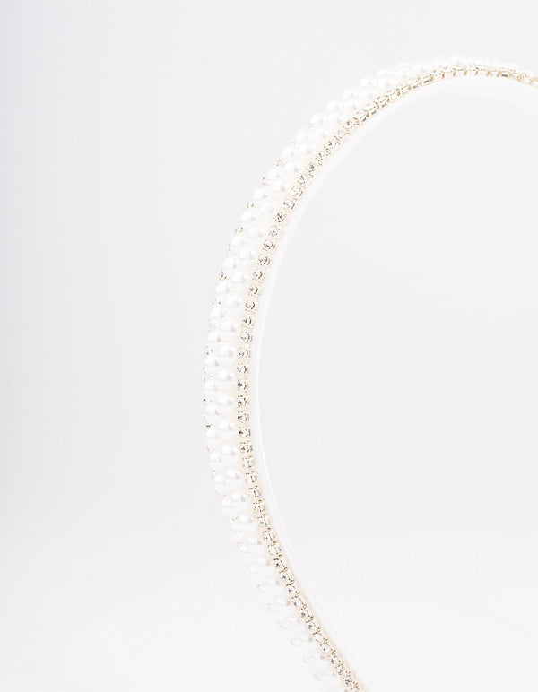 Fabric Pearl & Diamante Classic Headband
