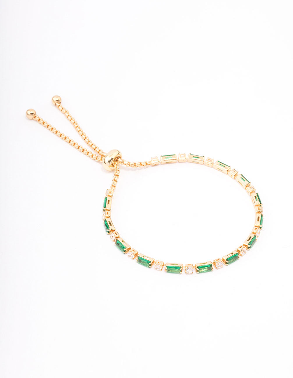 Gold Plated Baguette Stone Toggle Tennis Bracelet