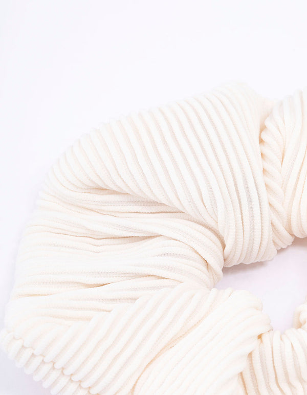 Ivory Ribbed Hair Scrunchie