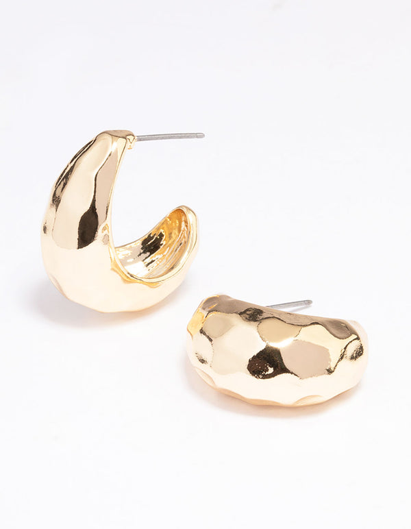 Gold Plated Bold Textured Hoop Earrings