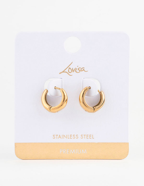 Waterproof Gold Plated Stainless Steel Mini Drop Huggie Earrings