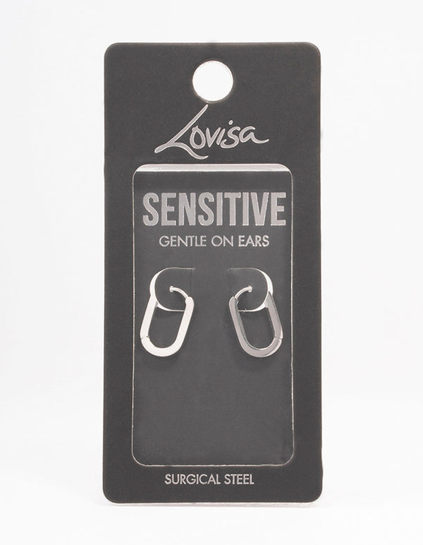 Surgical Steel Small Rectangle Huggie Earrings