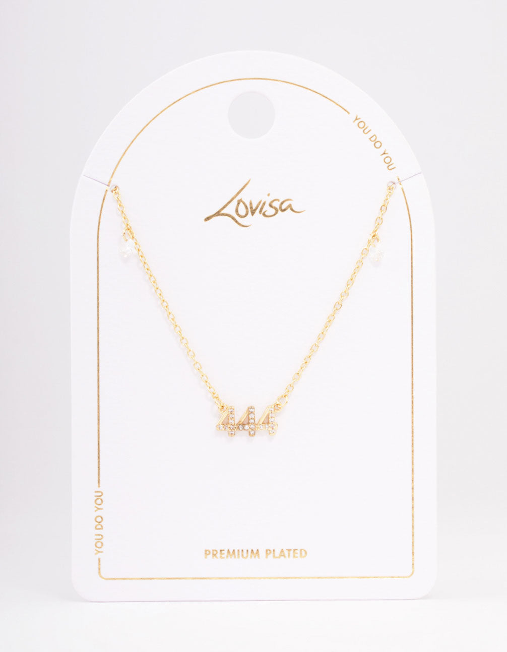 Gold Plated 444 Angel Number Cubic Zirconia Pendant Necklace