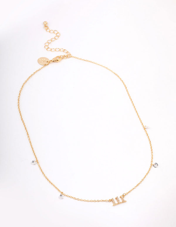 Gold Plated 111 Angel Number Cubic Zirconia Pendant Necklace