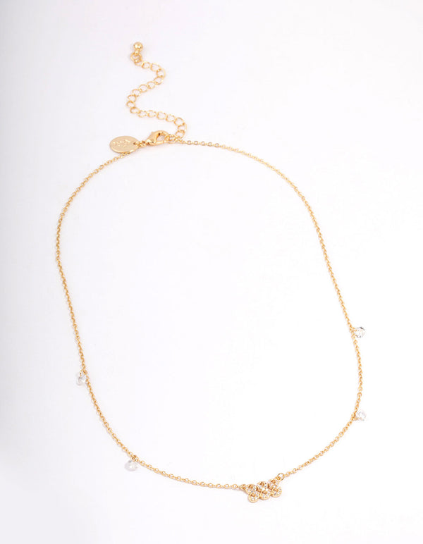 Gold Plated 888 Angel Number Cubic Zirconia Pendant Necklace