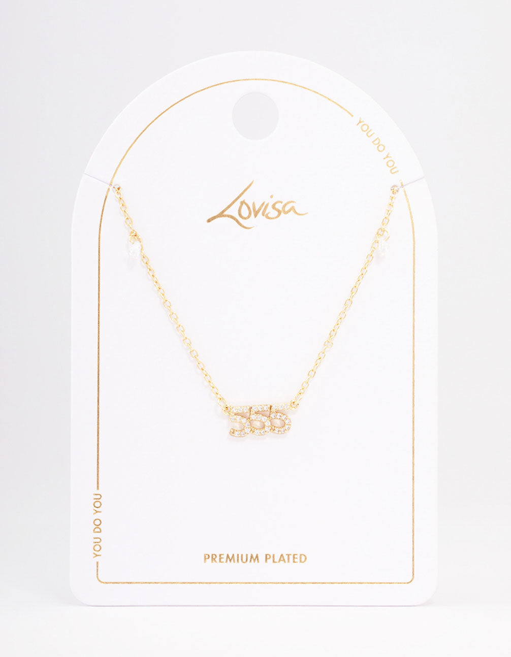 Gold Plated 555 Angel Number Cubic Zirconia Pendant Necklace