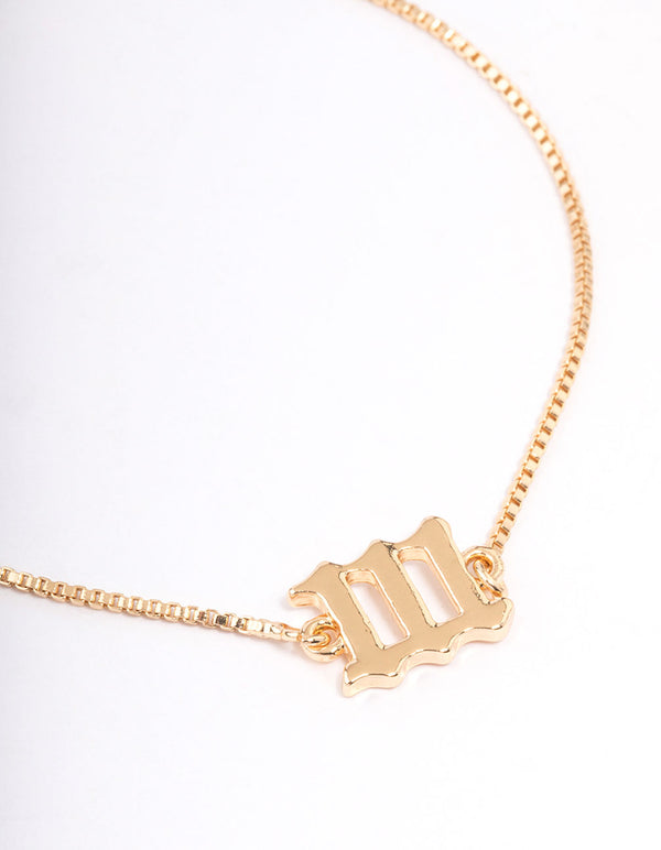 Gold Plated 111 Angel Number Bracelet