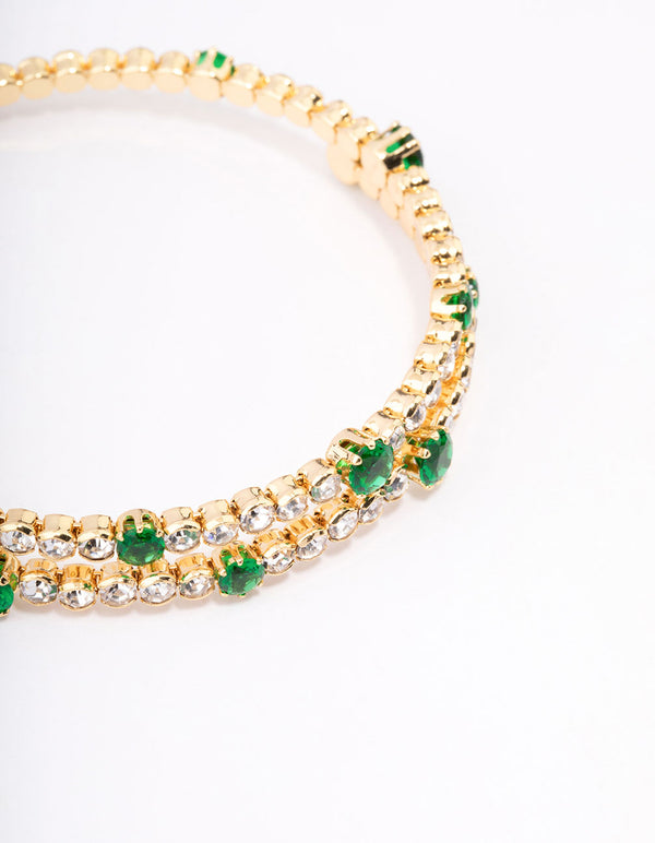 Gold Plated Emerald Star Wrist Cuff