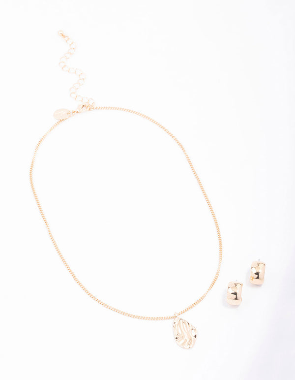 Gold Molten Plate Jewellery Set