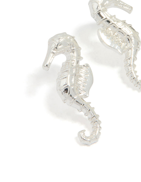 Silver Seahorse Stud Earrings
