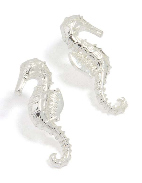 Silver Seahorse Stud Earrings