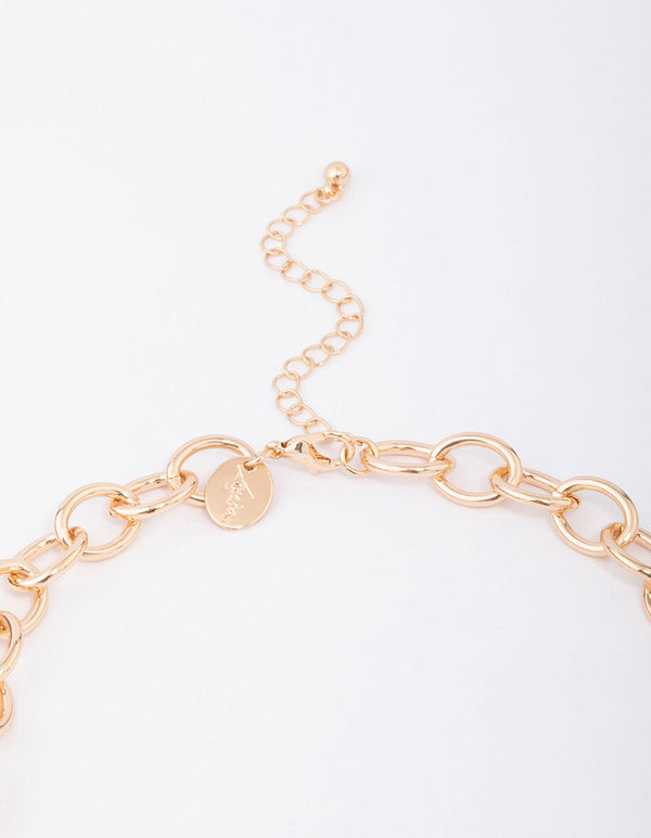 Gold Flower Diamante Cup Chain Necklace
