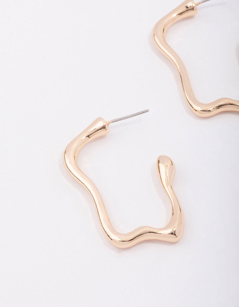 Gold Wavy Molten Hoop Earrings