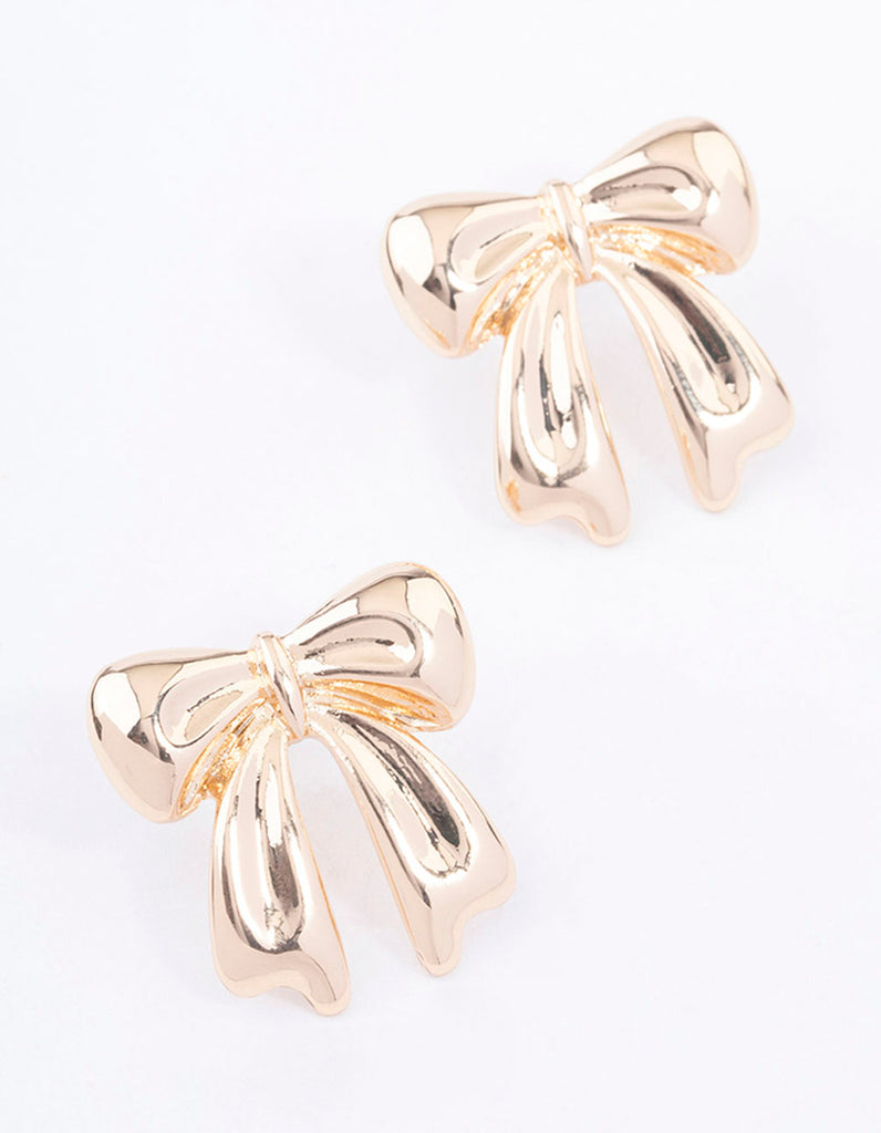 Large Gold Bow Earrings main image 0