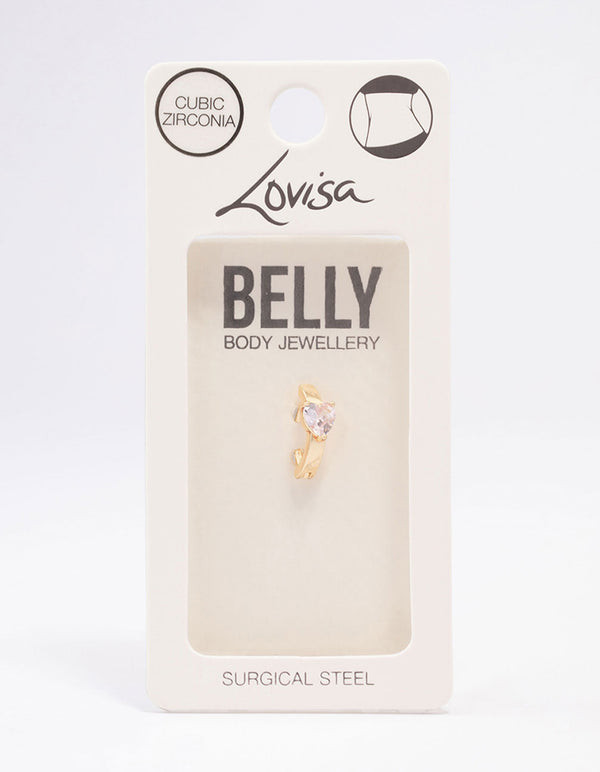 Gold Plated Surgical Steel Heart Curved Belly Ring