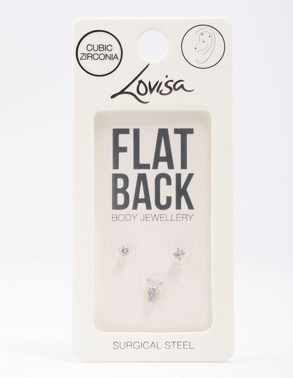 Surgical Steel Butterfly Trail Flat Back 3-Pakc