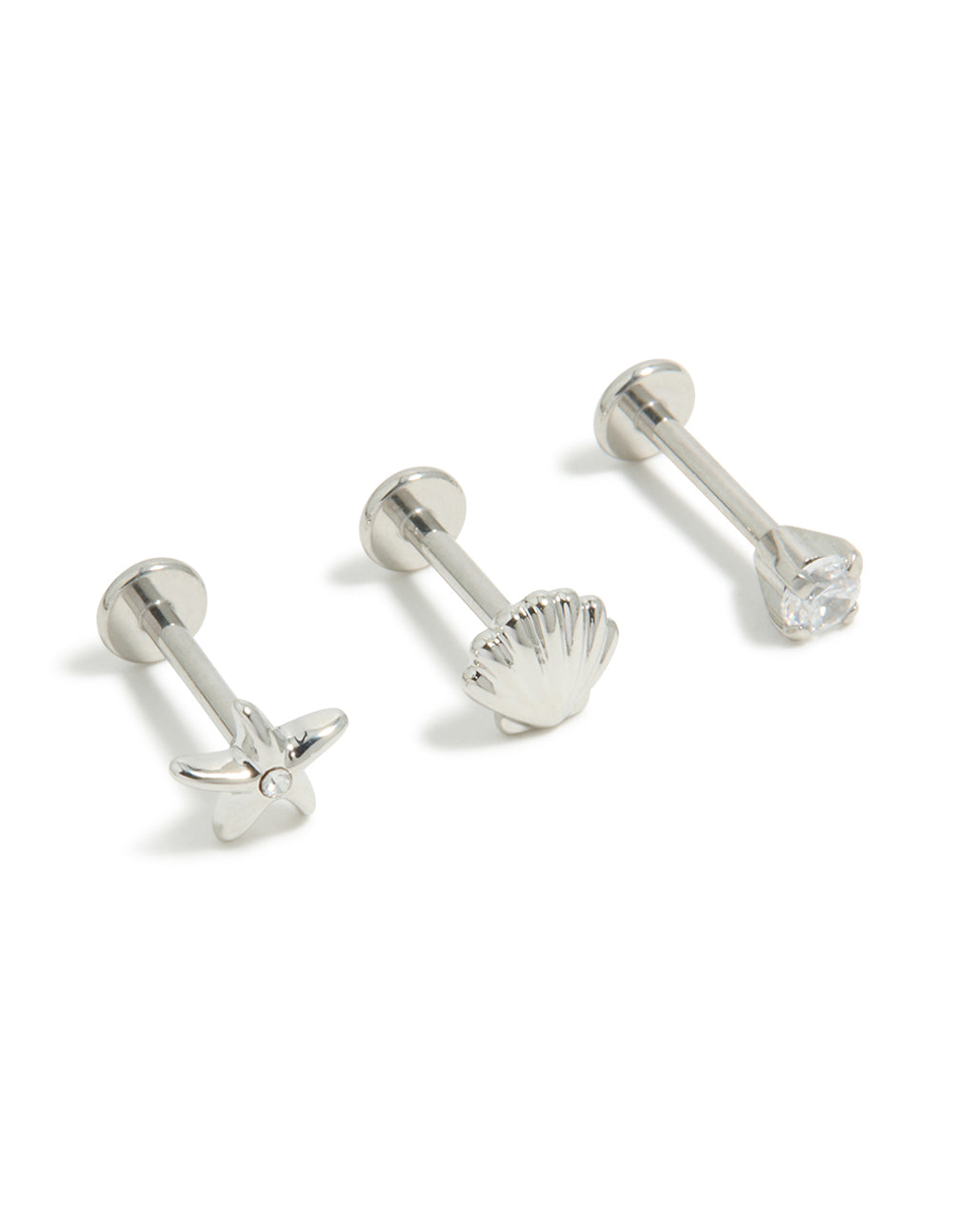 Surgical Steel Sea Shell Flat Back 3-Pack