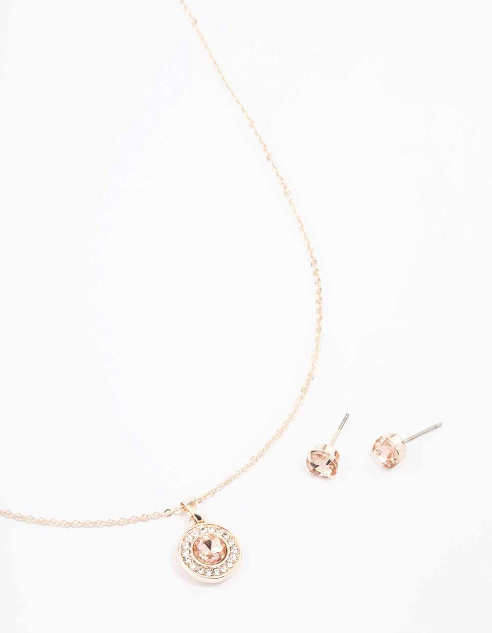 Silver Diamante Halo Jewellery Set