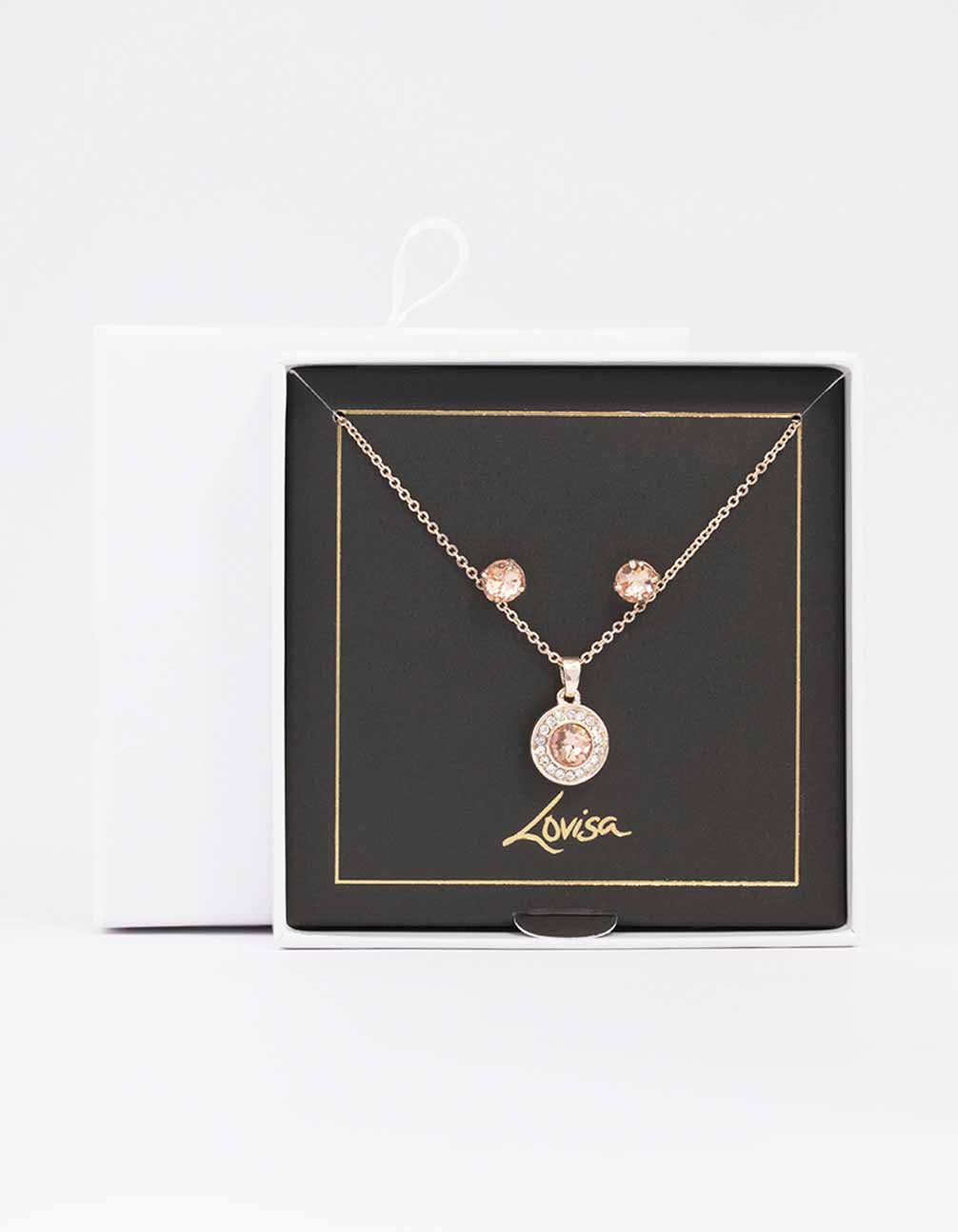 Silver Diamante Halo Jewellery Set