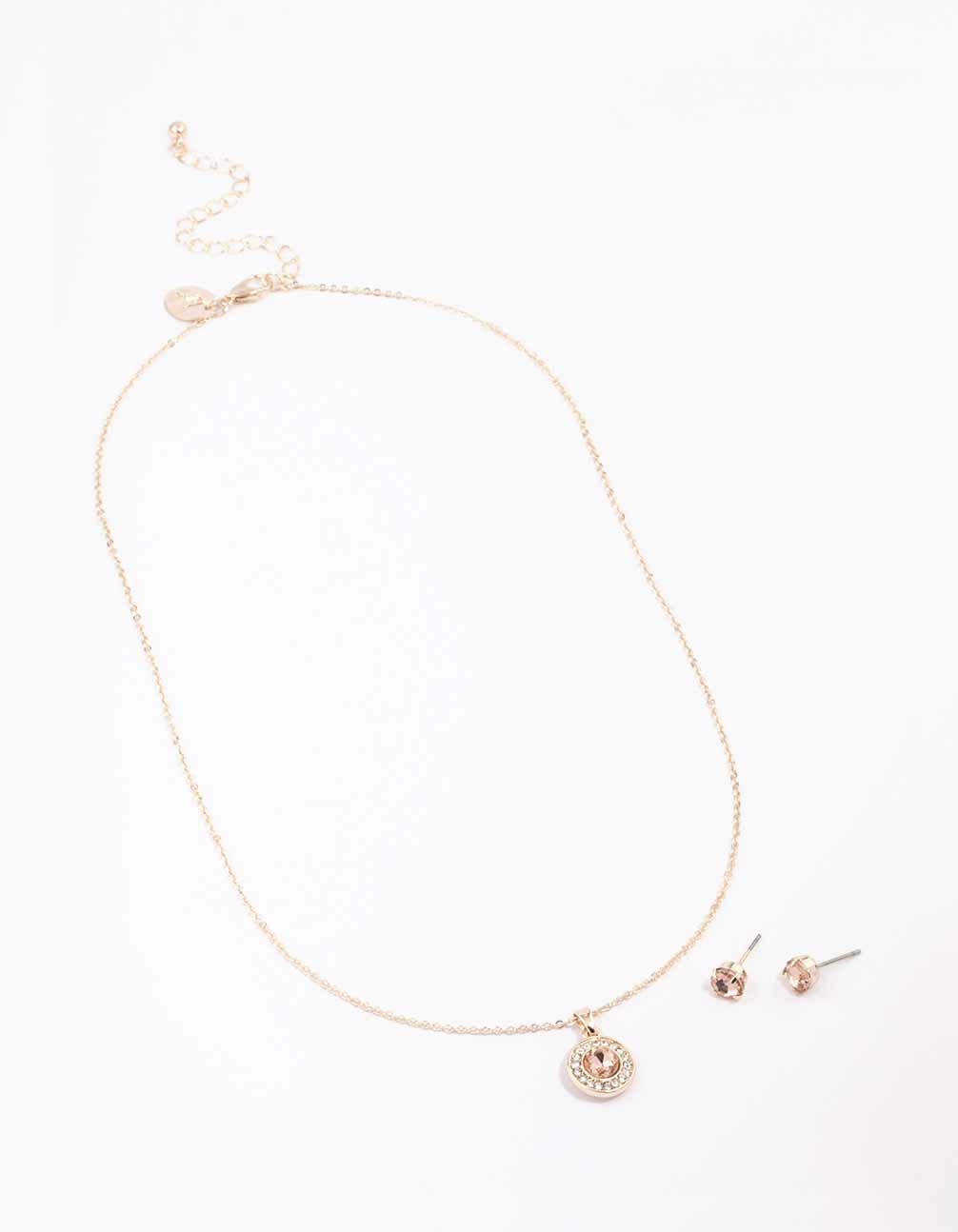Silver Diamante Halo Jewellery Set