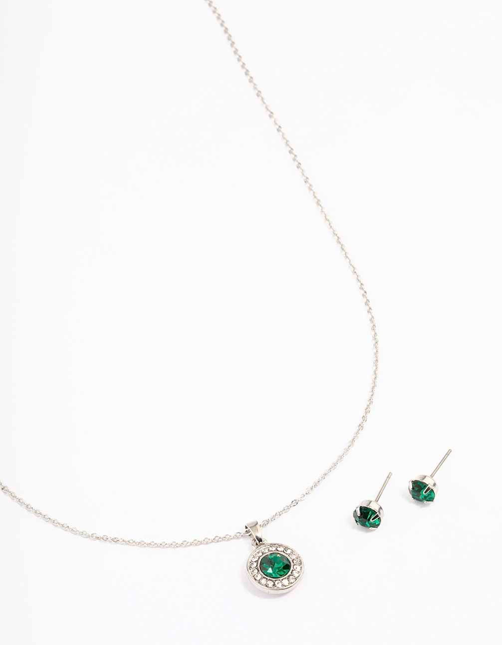 Silver Diamante Halo Jewellery Set