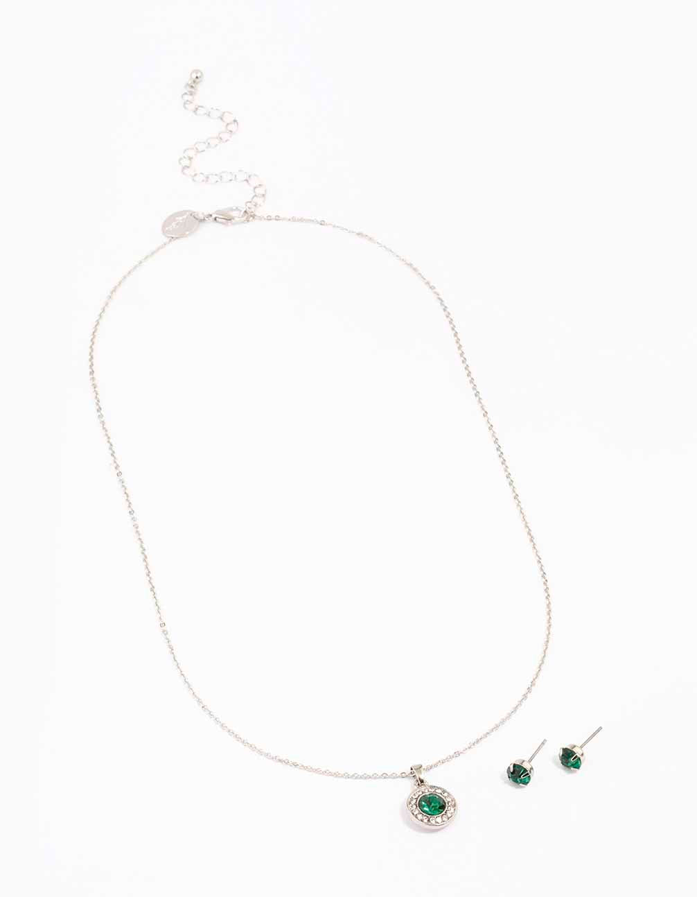 Silver Diamante Halo Jewellery Set