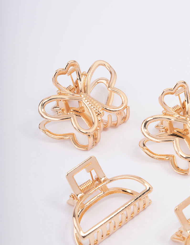 Gold Butterfly Hair Claw Clip 4Pack Lovisa