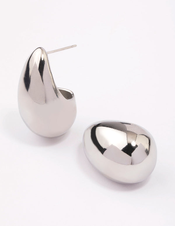 Waterproof Stainless Steel Large Teardrop Earrings