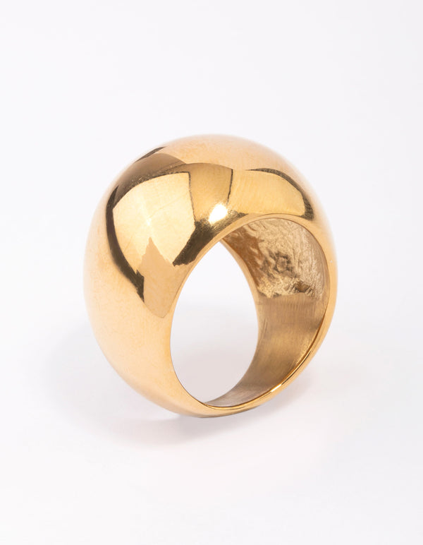 Waterproof Gold Plated Stainless Steel Large Bubble Ring