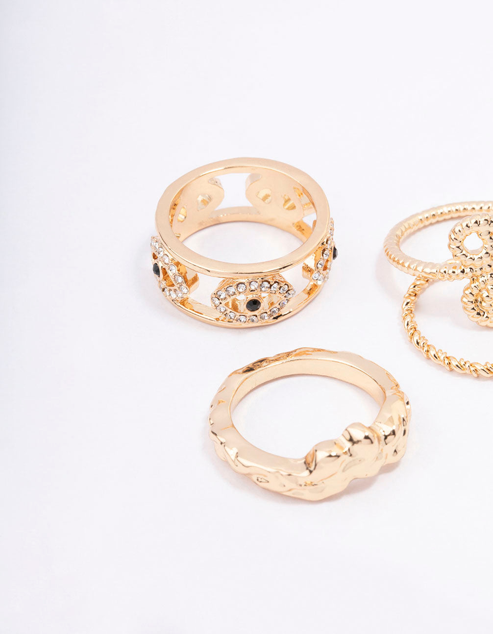 Gold Mixed Textured Ring 6-Pack