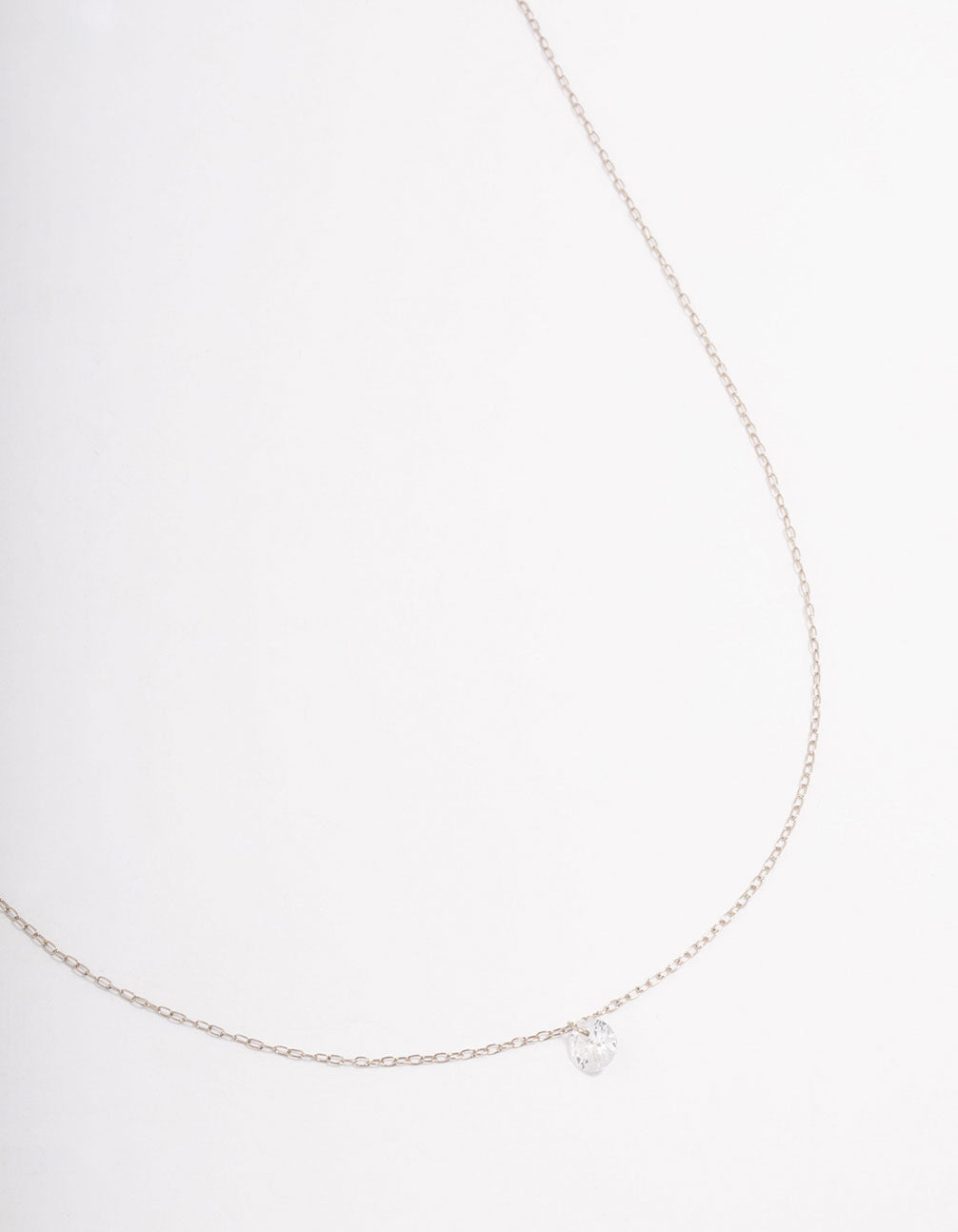 Platinum Sterling Silver Round Cubic Zirconia Pendant Necklace