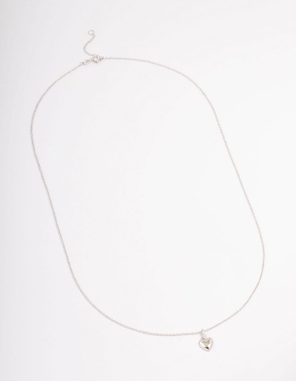 Platinum Sterling Silver Puffy Heart Cubic Zirconia Pendant Necklace