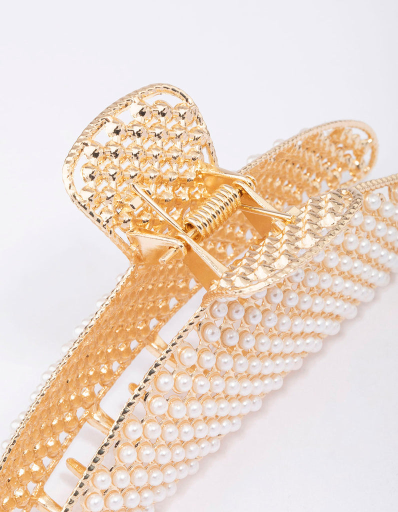 Gold Classic Pearl Hair Claw Clip Lovisa