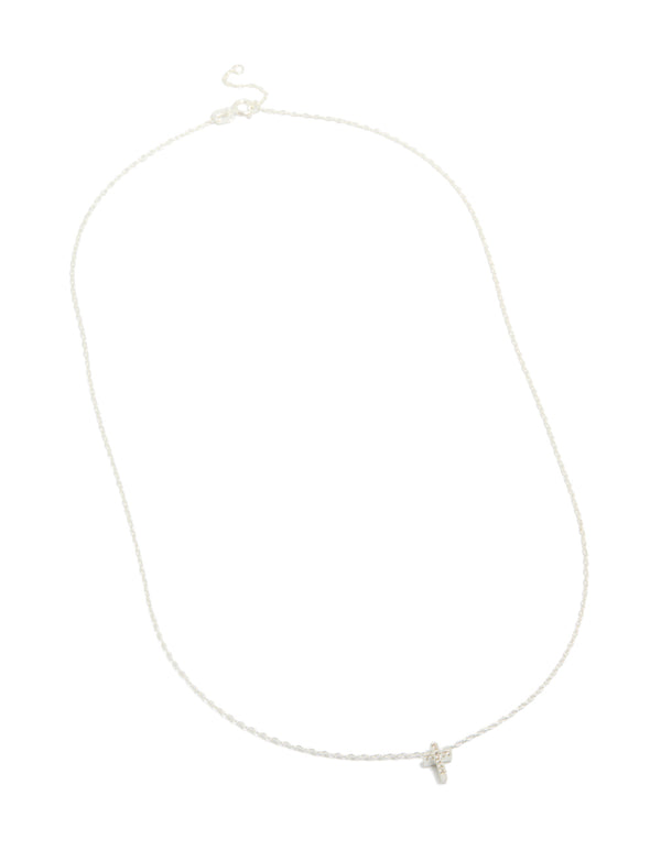 Sterling Silver Cubic Zirconia Cross Pendant Necklace