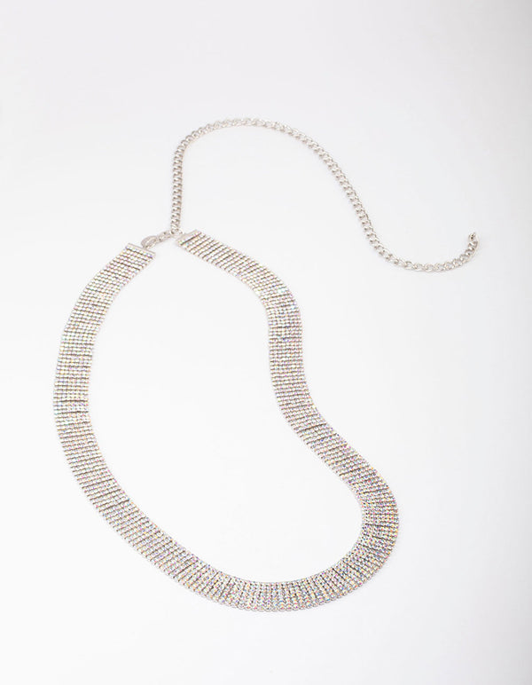 Silver Wide Diamante Belt